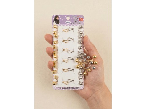 EŞARP KISKAÇ KLİPS 12'Lİ (3183-8) GOLD / SILVER