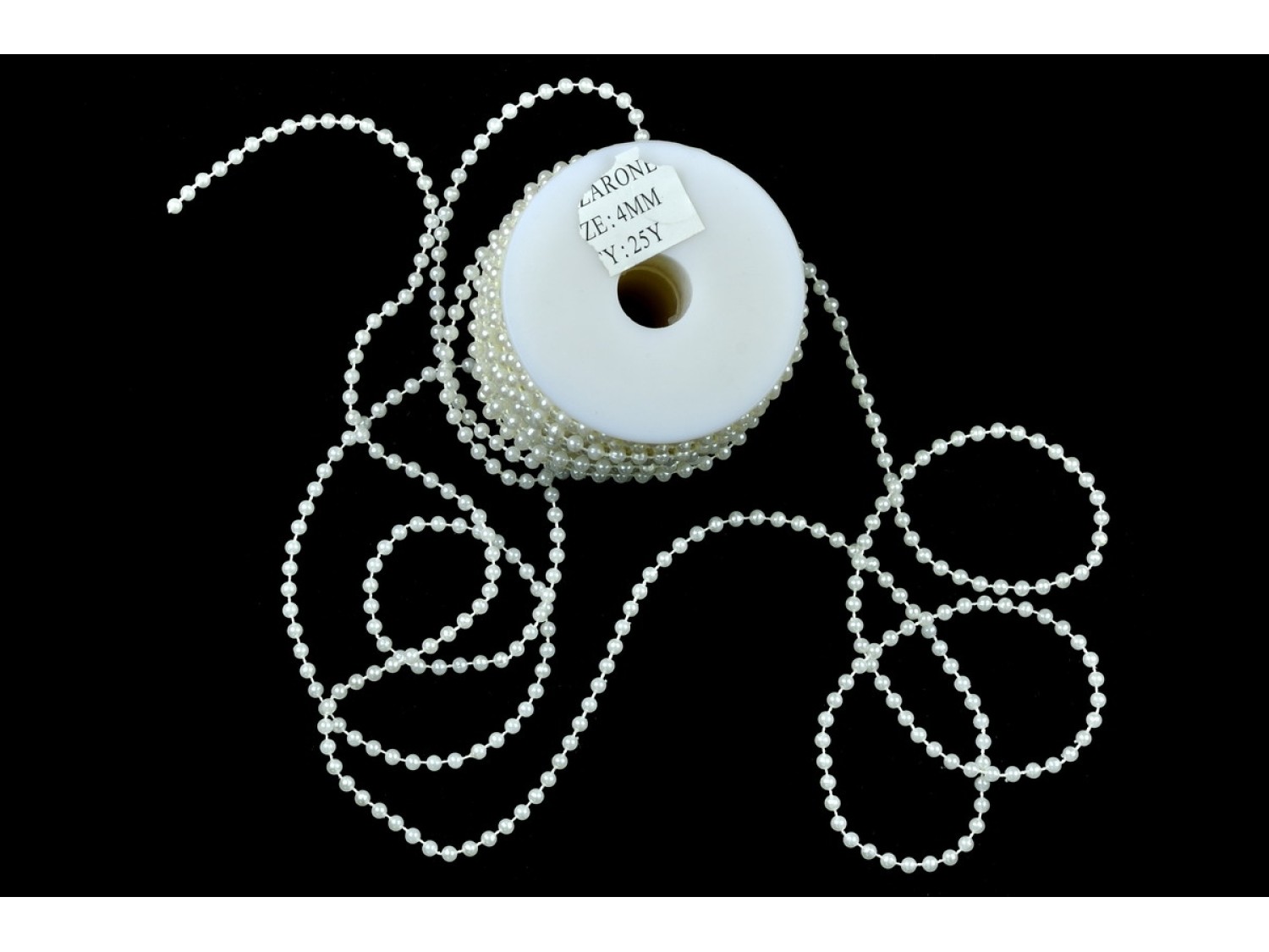 Makara yuvarlak inci ip dizili 4mm-25yard